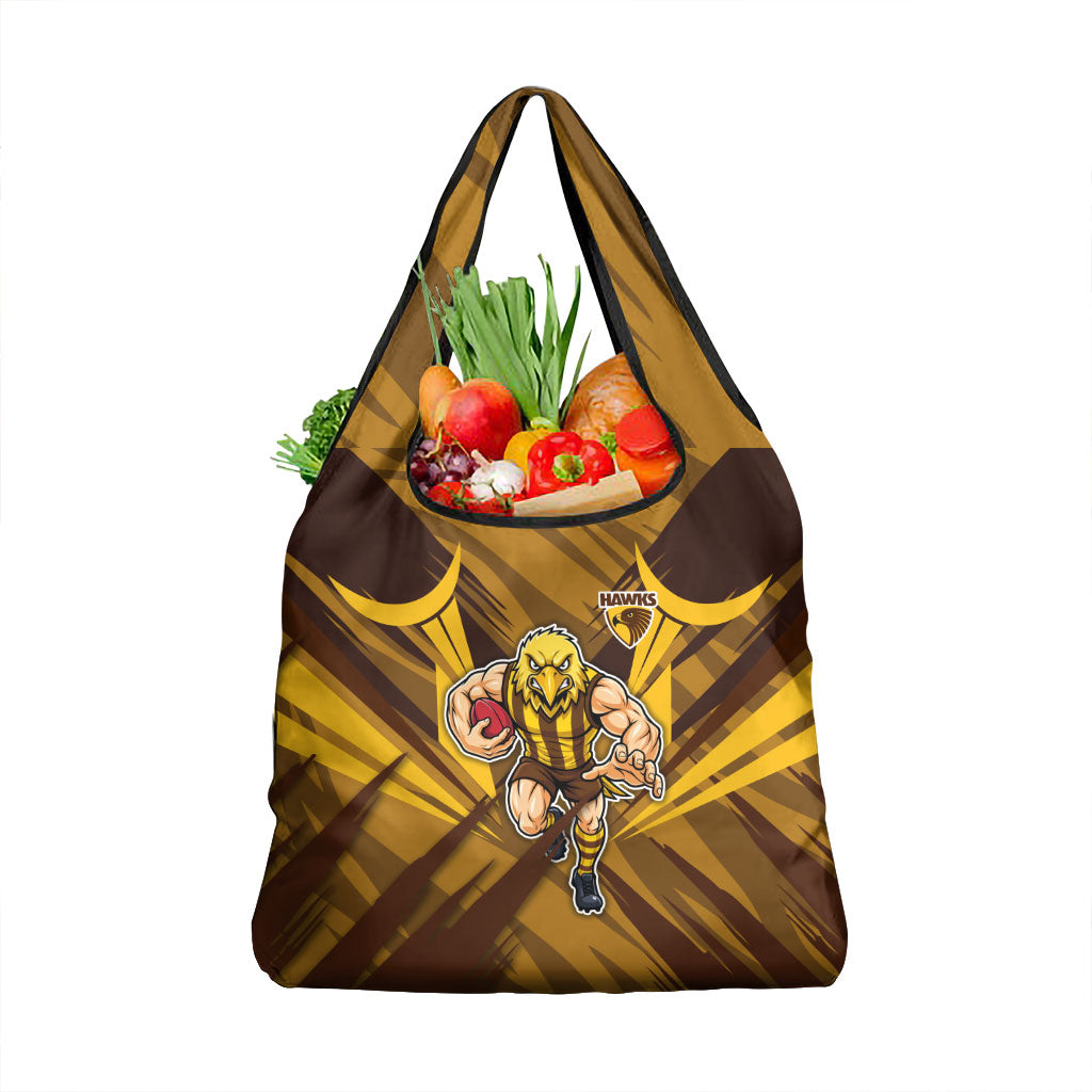 Hawthorn Hawks Australian Football Grocery Bag Fierce Bird Mascot - Bold Team Colors