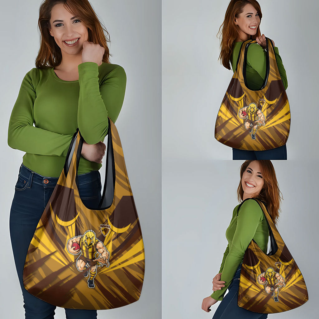 Hawthorn Hawks Australian Football Grocery Bag Fierce Bird Mascot - Bold Team Colors
