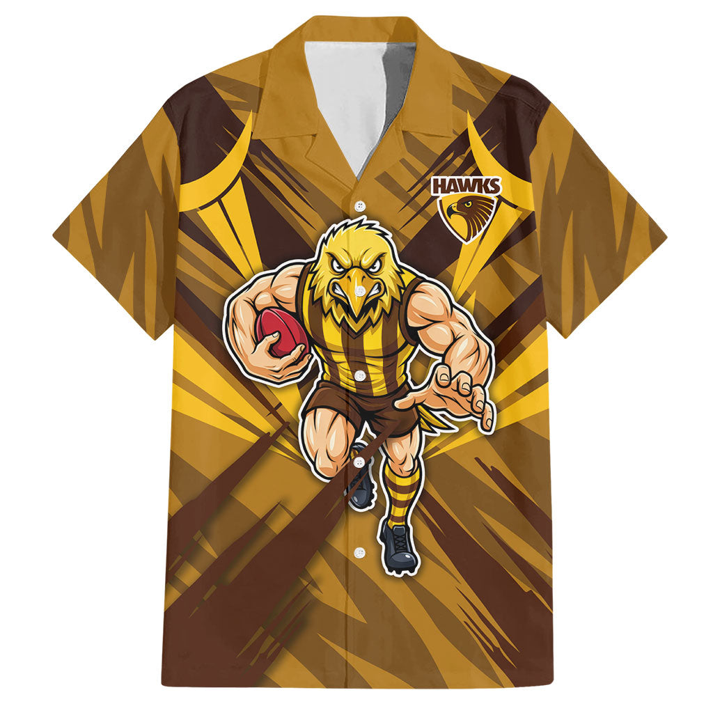Hawthorn Hawks Australian Football Hawaiian Shirt Fierce Bird Mascot - Bold Team Colors