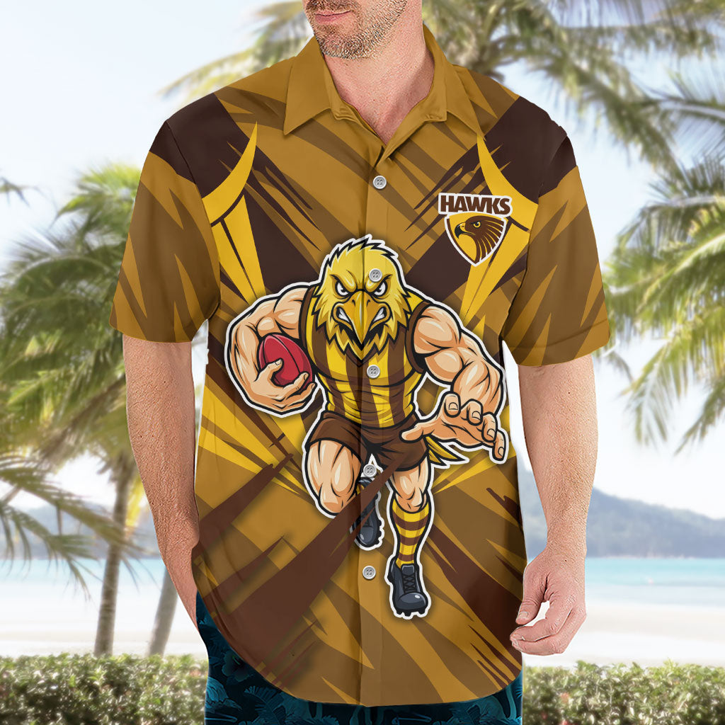 Hawthorn Hawks Australian Football Hawaiian Shirt Fierce Bird Mascot - Bold Team Colors