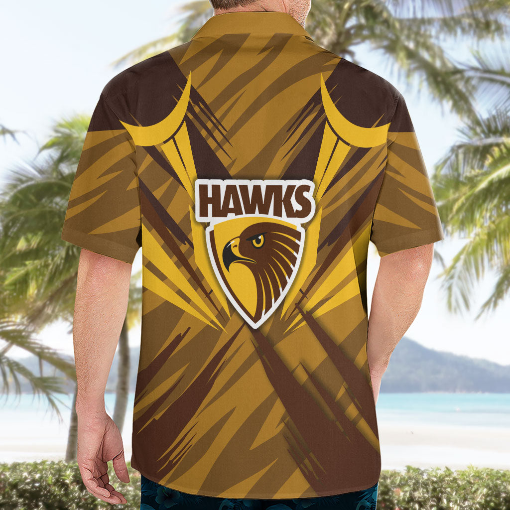 Hawthorn Hawks Australian Football Hawaiian Shirt Fierce Bird Mascot - Bold Team Colors