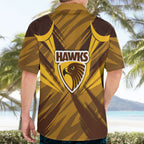 Hawthorn Hawks Australian Football Hawaiian Shirt Fierce Bird Mascot - Bold Team Colors
