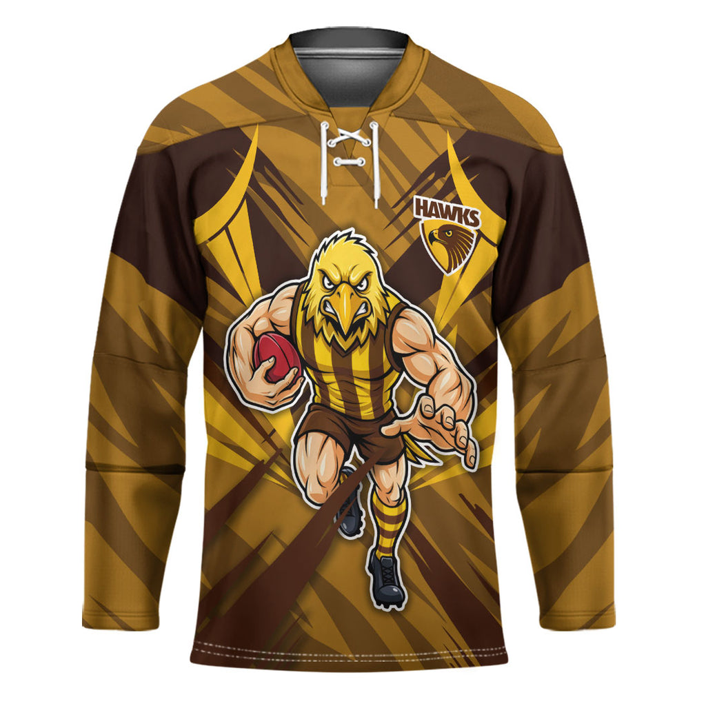 Hawthorn Hawks Australian Football Hockey Jersey Fierce Bird Mascot - Bold Team Colors