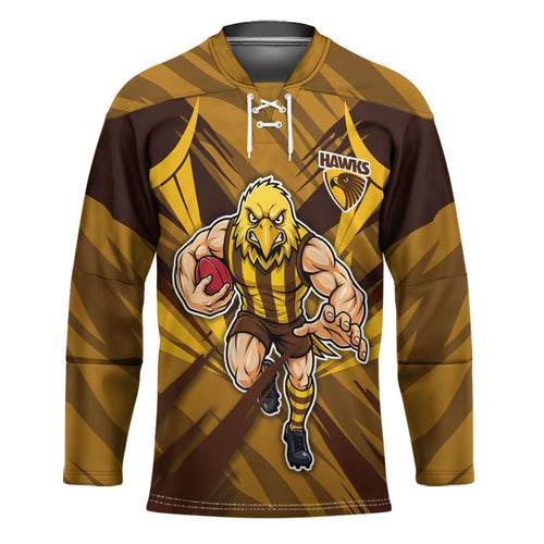 Hawthorn Hawks Australian Football Hockey Jersey Fierce Bird Mascot - Bold Team Colors