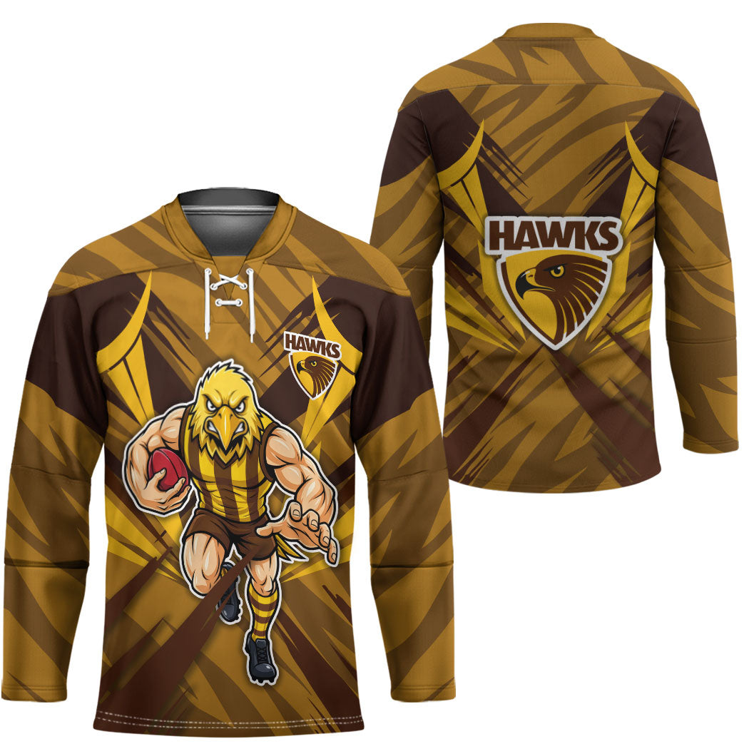 Hawthorn Hawks Australian Football Hockey Jersey Fierce Bird Mascot - Bold Team Colors