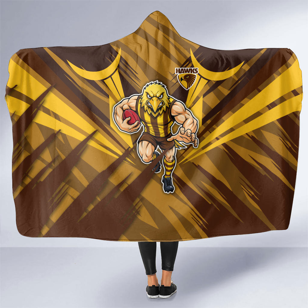 Hawthorn Hawks Australian Football Hooded Blanket Fierce Bird Mascot - Bold Team Colors