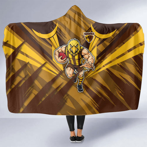 Hawthorn Hawks Australian Football Hooded Blanket Fierce Bird Mascot - Bold Team Colors