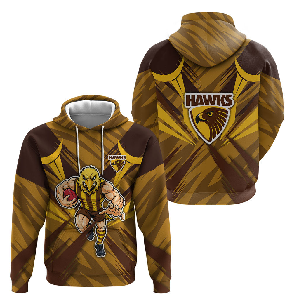 Hawthorn Hawks Australian Football Hoodie Fierce Bird Mascot - Bold Team Colors