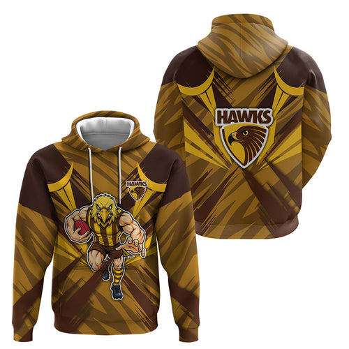 Hawthorn Hawks Australian Football Hoodie Fierce Bird Mascot - Bold Team Colors