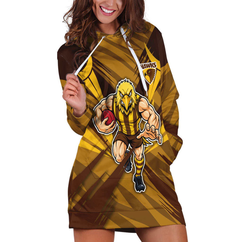 Hawthorn Hawks Australian Football Hoodie Dress Fierce Bird Mascot - Bold Team Colors