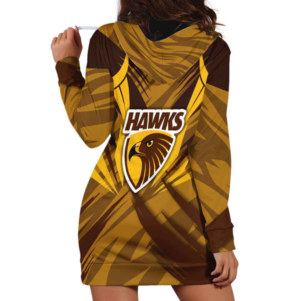 Hawthorn Hawks Australian Football Hoodie Dress Fierce Bird Mascot - Bold Team Colors
