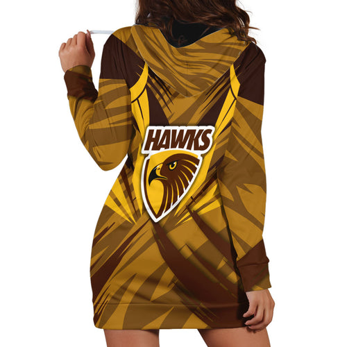 Hawthorn Hawks Australian Football Hoodie Dress Fierce Bird Mascot - Bold Team Colors