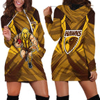 Hawthorn Hawks Australian Football Hoodie Dress Fierce Bird Mascot - Bold Team Colors