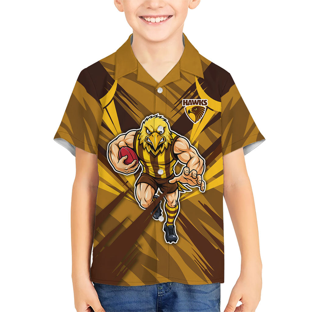 Hawthorn Hawks Australian Football Kid Hawaiian Shirt Fierce Bird Mascot - Bold Team Colors