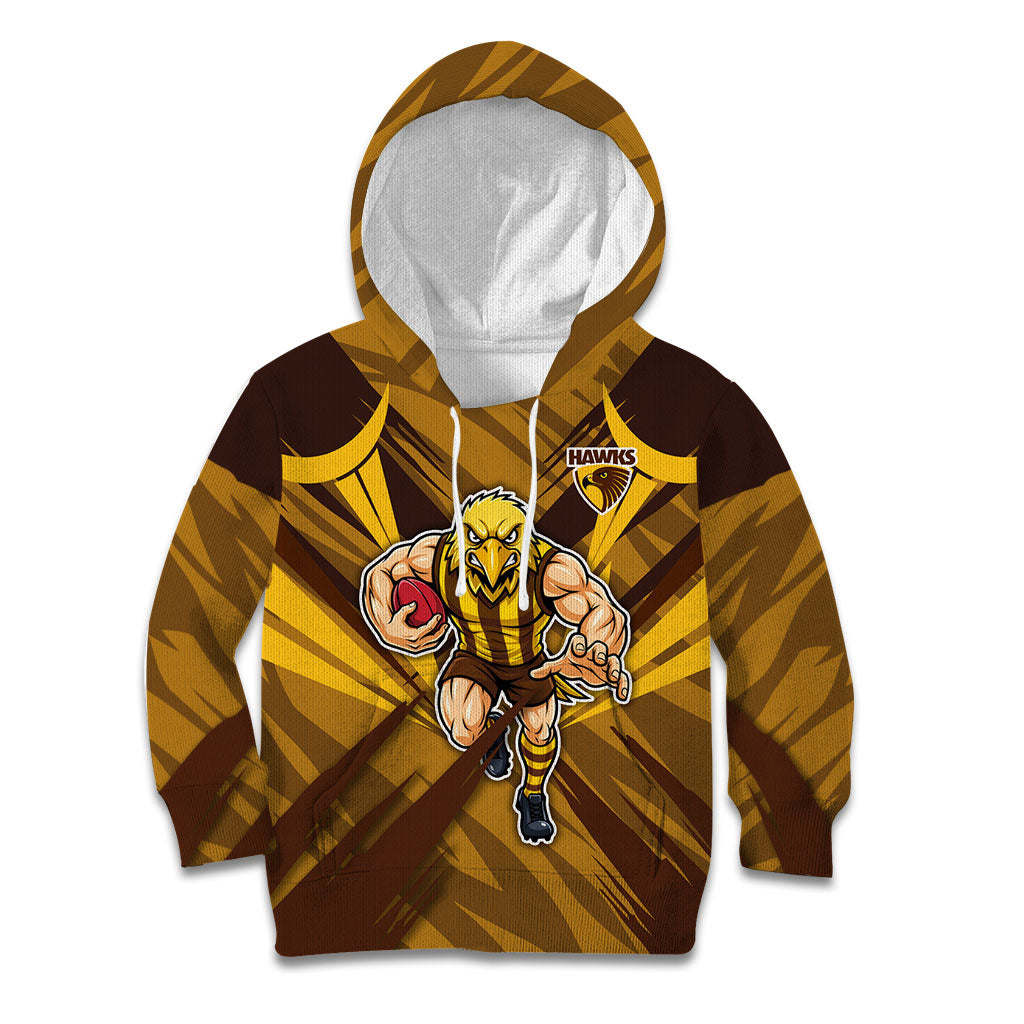 Hawthorn Hawks Australian Football Kid Hoodie Fierce Bird Mascot - Bold Team Colors