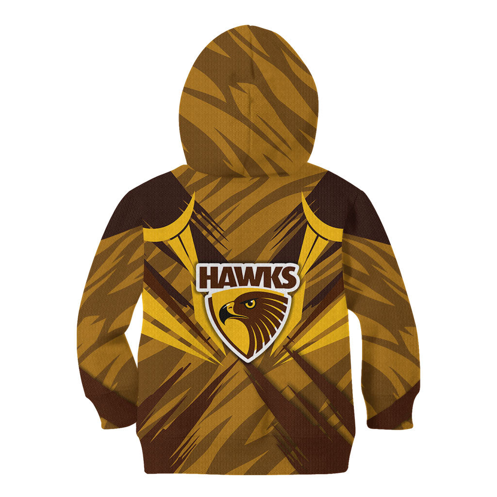 Hawthorn Hawks Australian Football Kid Hoodie Fierce Bird Mascot - Bold Team Colors