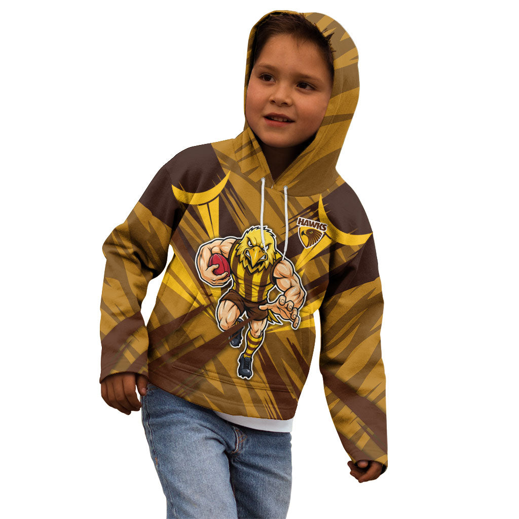 Hawthorn Hawks Australian Football Kid Hoodie Fierce Bird Mascot - Bold Team Colors