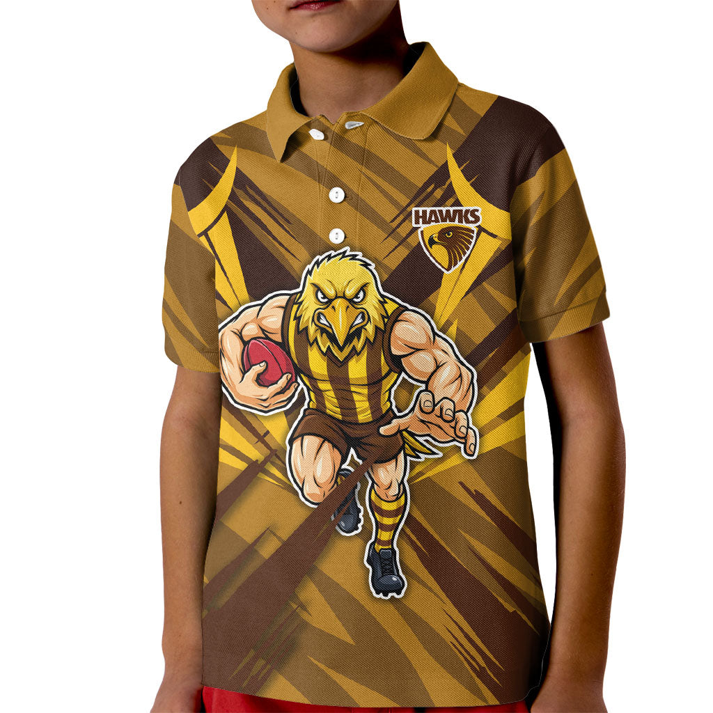 Hawthorn Hawks Australian Football Kid Polo Shirt Fierce Bird Mascot - Bold Team Colors