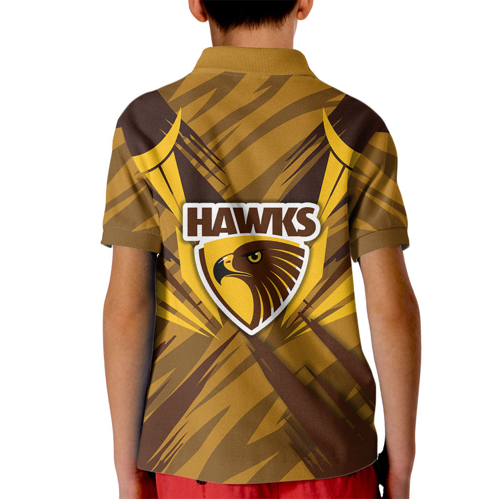 Hawthorn Hawks Australian Football Kid Polo Shirt Fierce Bird Mascot - Bold Team Colors