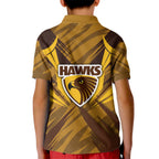 Hawthorn Hawks Australian Football Kid Polo Shirt Fierce Bird Mascot - Bold Team Colors