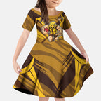 Hawthorn Hawks Australian Football Kid Short Sleeve Dress Fierce Bird Mascot - Bold Team Colors