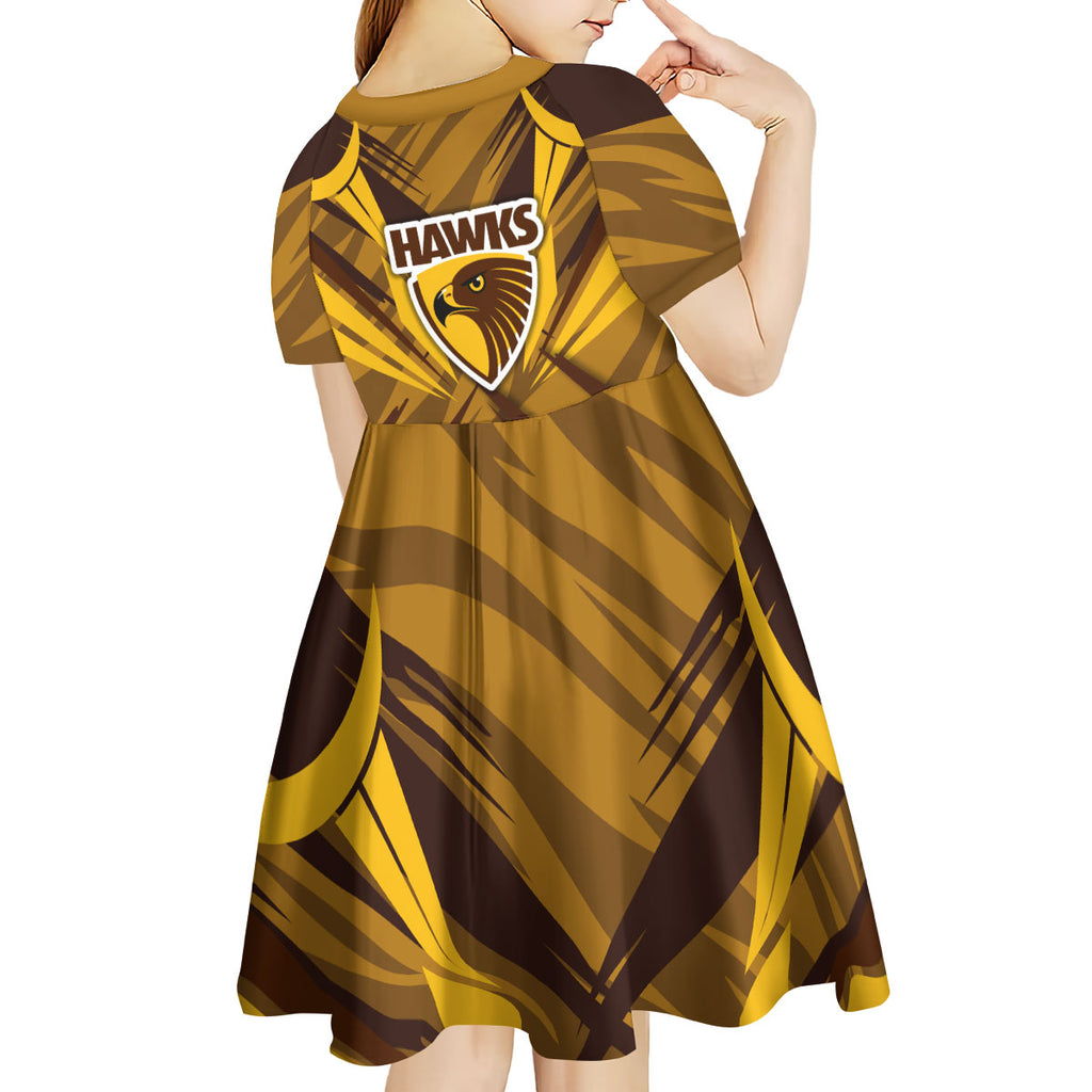 Hawthorn Hawks Australian Football Kid Short Sleeve Dress Fierce Bird Mascot - Bold Team Colors