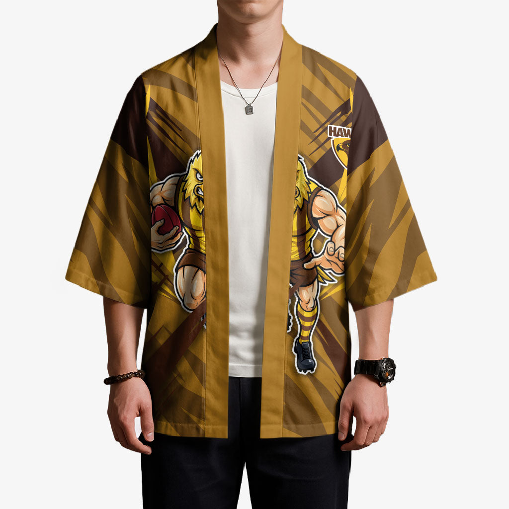 Hawthorn Hawks Australian Football Kimono Fierce Bird Mascot - Bold Team Colors