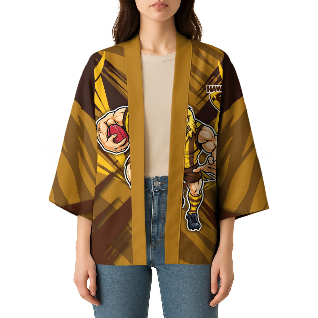 Hawthorn Hawks Australian Football Kimono Fierce Bird Mascot - Bold Team Colors