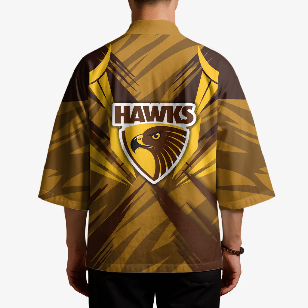 Hawthorn Hawks Australian Football Kimono Fierce Bird Mascot - Bold Team Colors