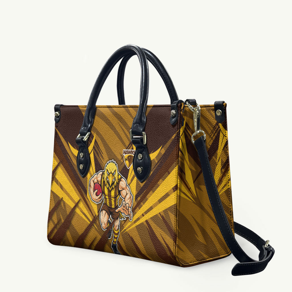 Hawthorn Hawks Australian Football Leather Bag Fierce Bird Mascot - Bold Team Colors