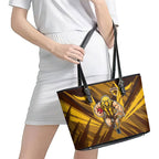 Hawthorn Hawks Australian Football Leather Tote Bag Fierce Bird Mascot - Bold Team Colors