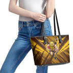 Hawthorn Hawks Australian Football Leather Tote Bag Fierce Bird Mascot - Bold Team Colors