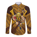 Hawthorn Hawks Australian Football Long Sleeve Button Shirt Fierce Bird Mascot - Bold Team Colors