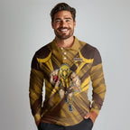 Hawthorn Hawks Australian Football Long Sleeve Polo Shirt Fierce Bird Mascot - Bold Team Colors