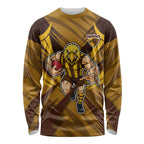 Hawthorn Hawks Australian Football Long Sleeve Shirt Fierce Bird Mascot - Bold Team Colors