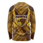 Hawthorn Hawks Australian Football Long Sleeve Shirt Fierce Bird Mascot - Bold Team Colors