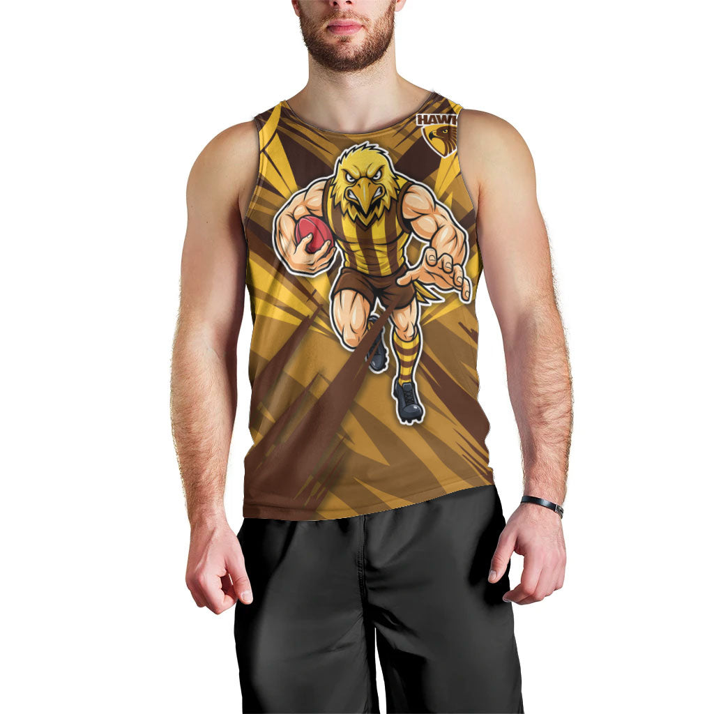 Hawthorn Hawks Australian Football Men Tank Top Fierce Bird Mascot - Bold Team Colors