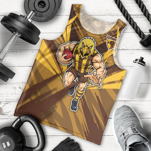 Hawthorn Hawks Australian Football Men Tank Top Fierce Bird Mascot - Bold Team Colors