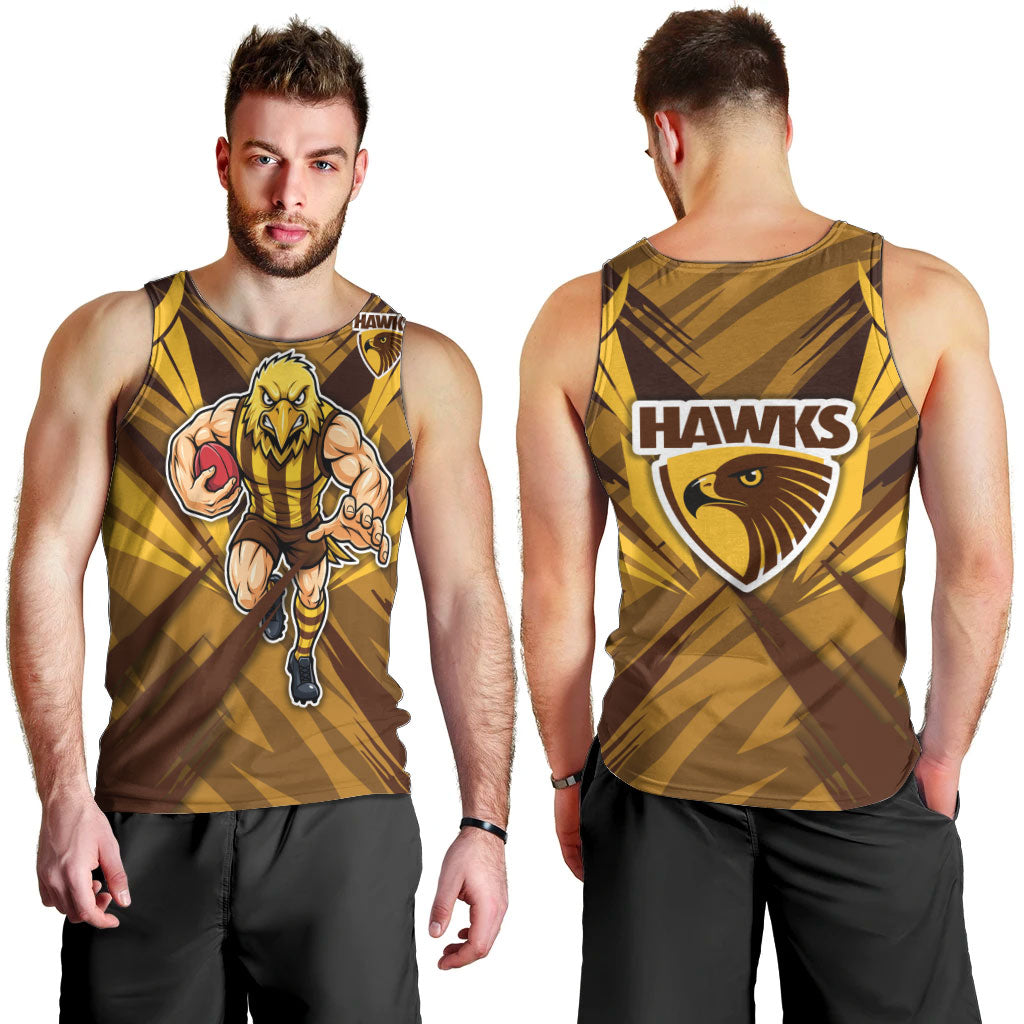Hawthorn Hawks Australian Football Men Tank Top Fierce Bird Mascot - Bold Team Colors