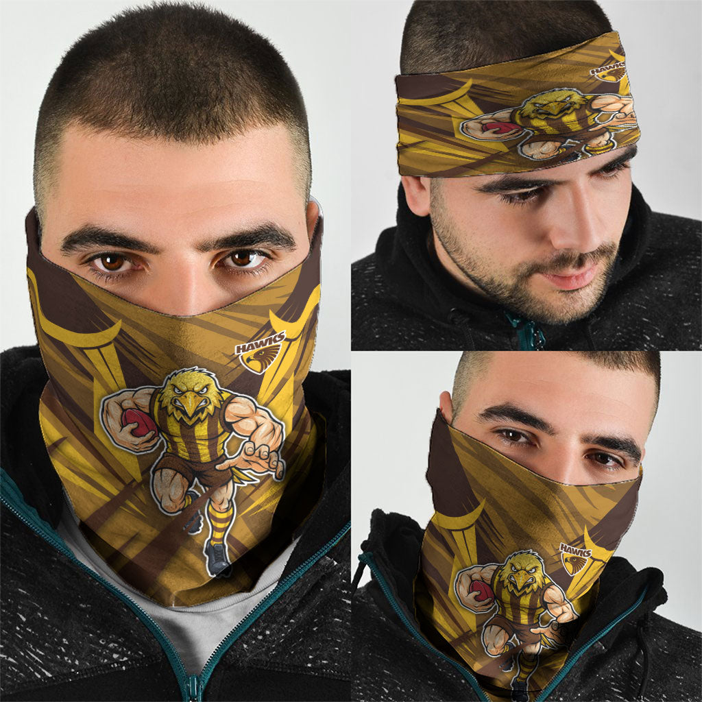 Hawthorn Hawks Australian Football Neck Gaiter Fierce Bird Mascot - Bold Team Colors