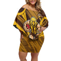 Hawthorn Hawks Australian Football Off Shoulder Short Dress Fierce Bird Mascot - Bold Team Colors