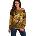 Hawthorn Hawks Australian Football Off Shoulder Sweater Fierce Bird Mascot - Bold Team Colors