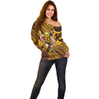 Hawthorn Hawks Australian Football Off Shoulder Sweater Fierce Bird Mascot - Bold Team Colors