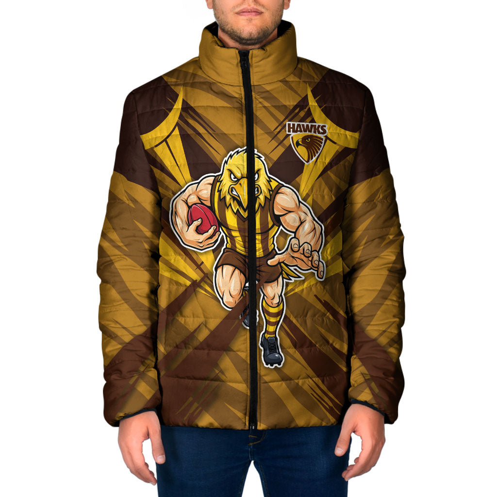 Hawthorn Hawks Australian Football Padded Jacket Fierce Bird Mascot - Bold Team Colors