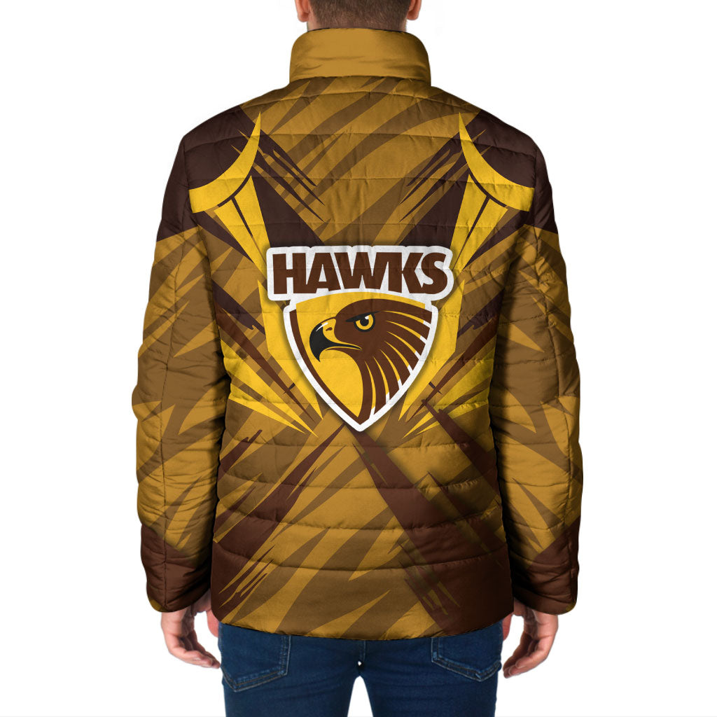 Hawthorn Hawks Australian Football Padded Jacket Fierce Bird Mascot - Bold Team Colors