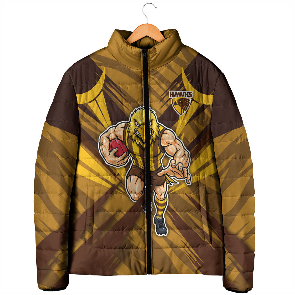Hawthorn Hawks Australian Football Padded Jacket Fierce Bird Mascot - Bold Team Colors