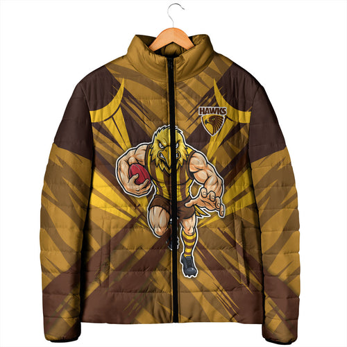 Hawthorn Hawks Australian Football Padded Jacket Fierce Bird Mascot - Bold Team Colors