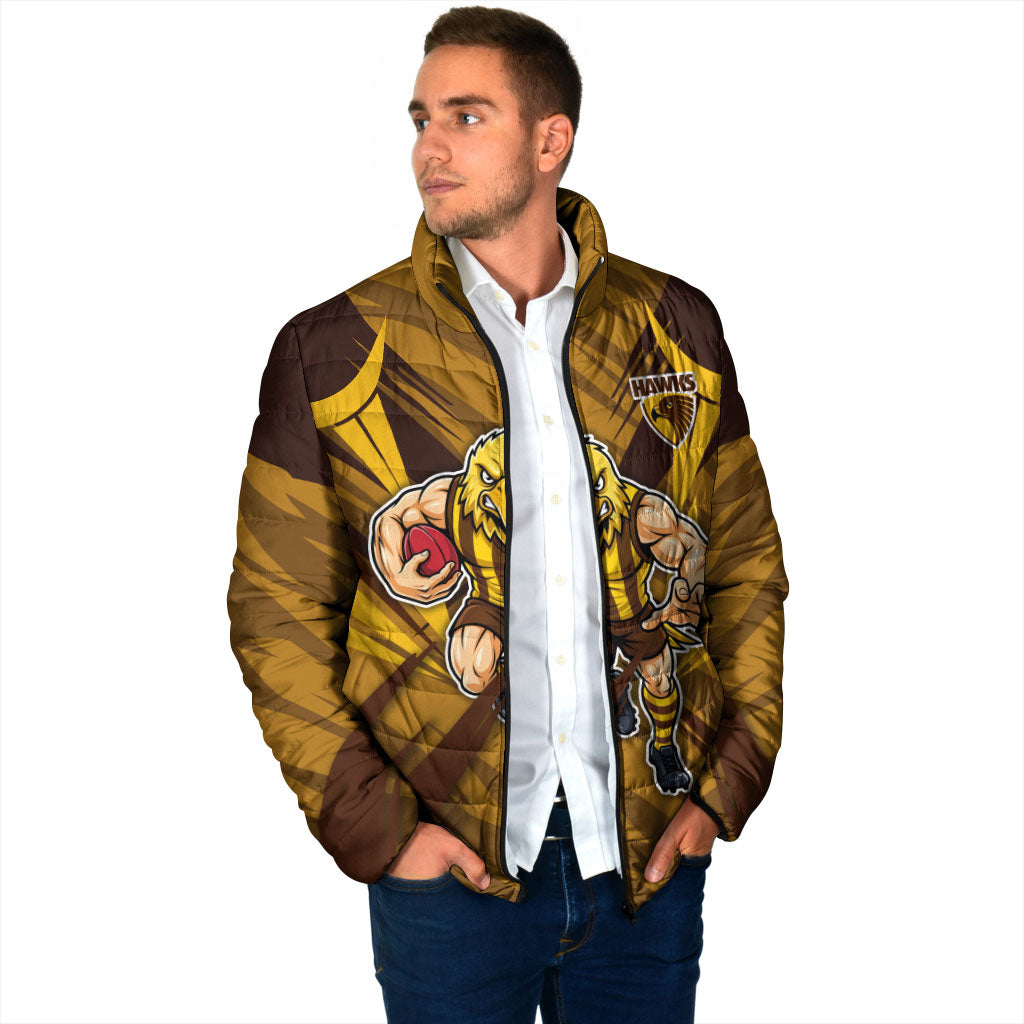 Hawthorn Hawks Australian Football Padded Jacket Fierce Bird Mascot - Bold Team Colors