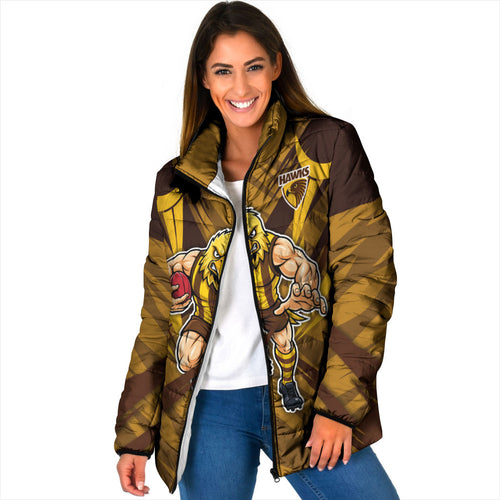 Hawthorn Hawks Australian Football Padded Jacket Fierce Bird Mascot - Bold Team Colors