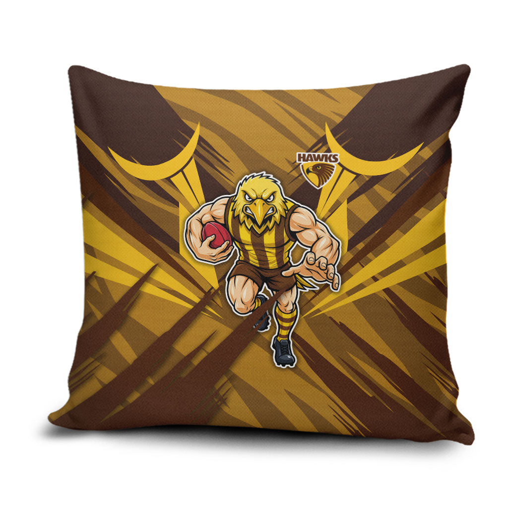 Hawthorn Hawks Australian Football Pillow Cover Fierce Bird Mascot - Bold Team Colors